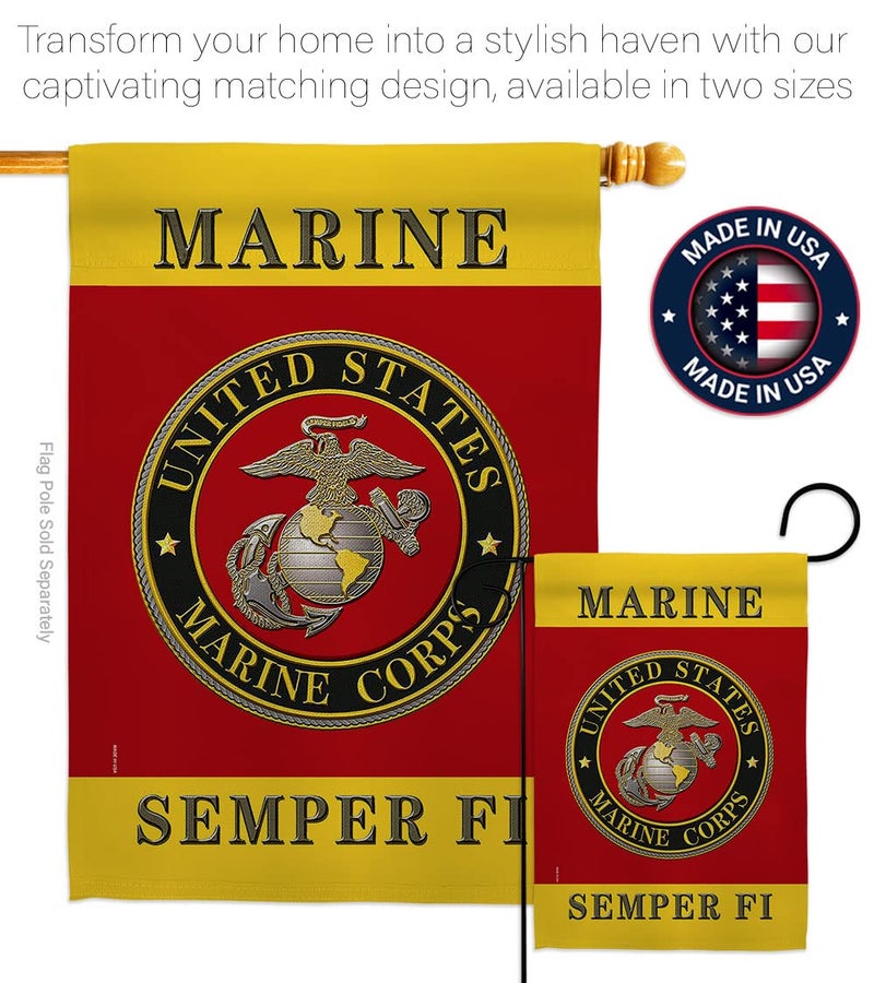 Hexagram US military Marine Corps USMC Semper Fi Flag Double-Sided Lawn Decoration Gift House Garden Yard Banner United State American Military Veteran, 12" x 18.5 Made in USA - Image 4